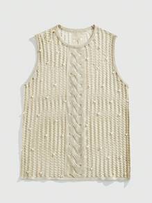 ROMWE MEN Street Life 男士休闲纯色串珠针织上衣，夏季，时尚