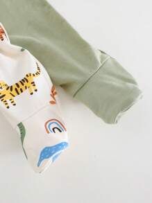 Cozy Pixies 2件套新生女宝宝卡通动物图案针织柔软圆领长袖连体衣 - 綠色 - 查看 6