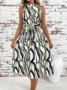 SHEIN Clasi Women's Sleeveless Full Print Casual Midi Dress For Summer Vacation,Dresses For Women Summer