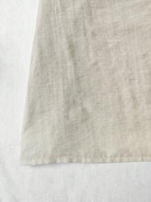 INAWLY 女式纯色不对称领口荷叶边时尚短款连衣裙 - 卡其色 - 查看 6