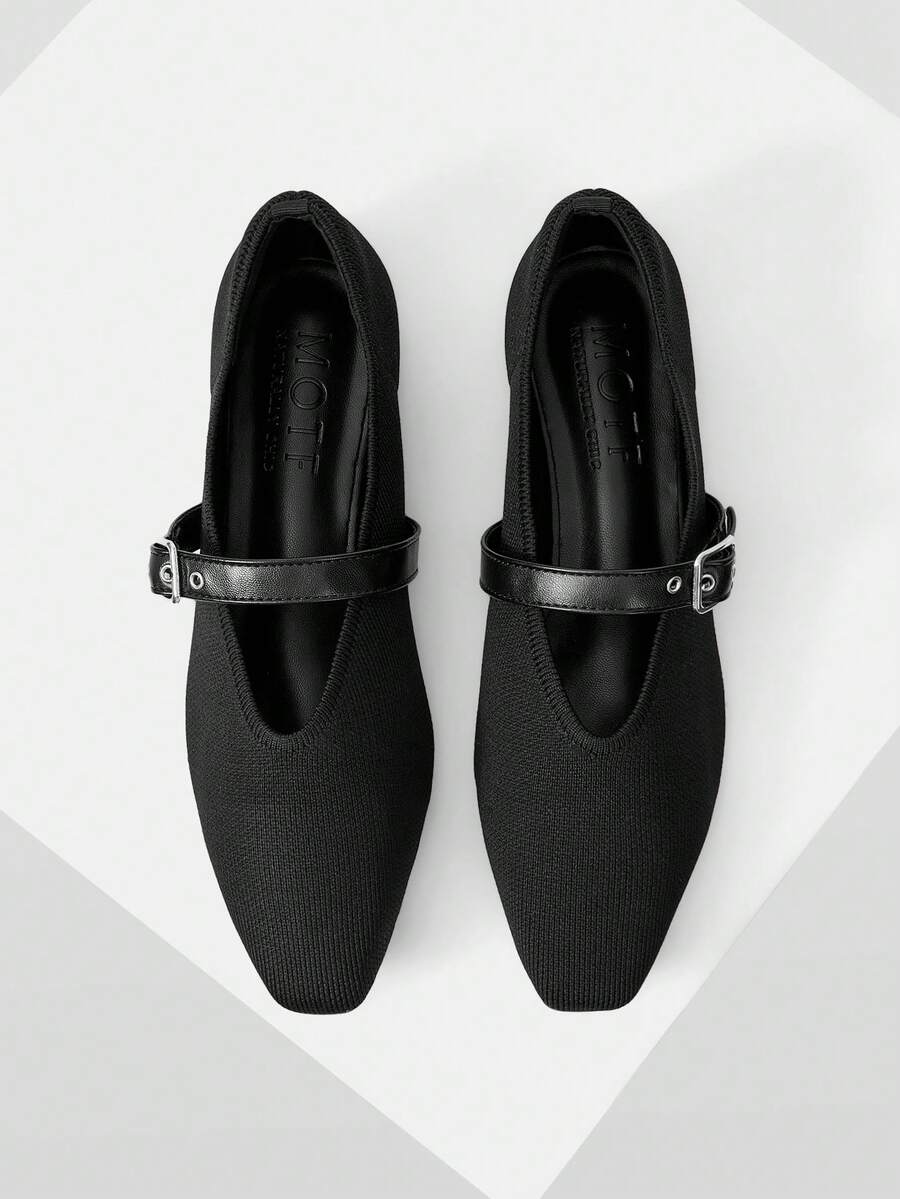 MOTF PREMIUM BAILARINAS DE recubierto CON HEBILLA, ZAPATOS DE PUNTA FINA - Negro - Ver 1