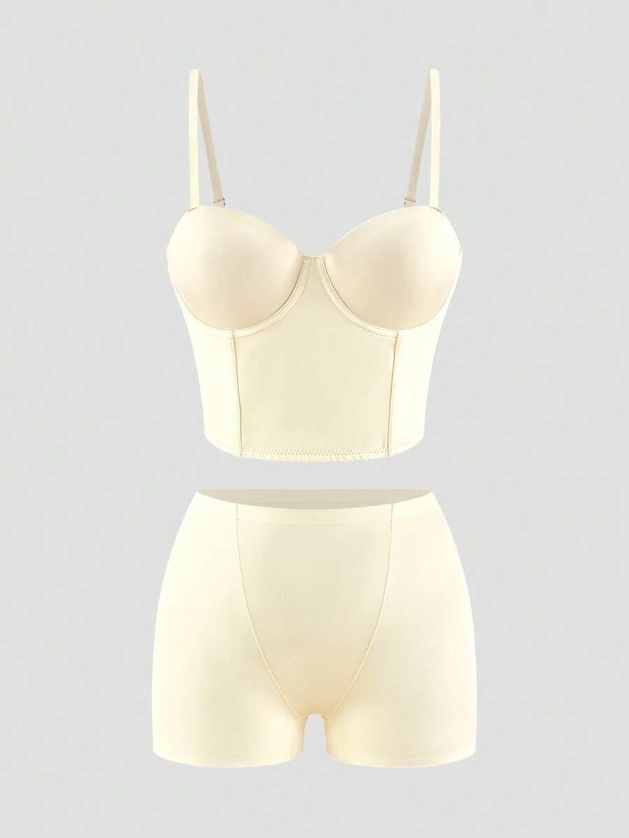 Women's Solid Color Cami And Shorts Shapewear Set