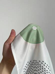 Maweii 大码女式圆形印花 A 字连衣裙，休闲短袖褶饰前开衫连衣裙 - 彩色 - 查看 6