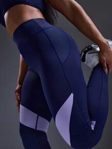 Powerista Leggings sin costuras con pretina en patchwork de colores contrastantes