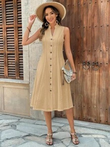 EMERY ROSE 女式夏季几何图案印花圆领短袖连衣裙