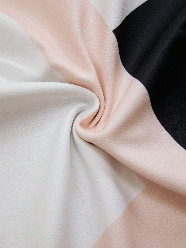 Plus Size Women's Short Sleeve Color Matching Casual Fitted Dress Summer Dress, Fashionable And Elegant Summer Dress, Business Casual Women's Dress, Women's Graduation Dress, Women's Wedding Guest Dress, Graduation Dress, Women's Work Clothes,Tea Party Dress,Spring/Vacation