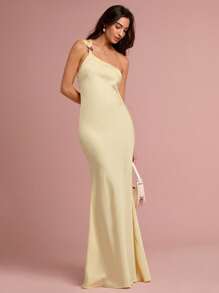 Enchnt Váy maxi đuôi cá hở lưng bằng vải satin màu vàng bơ lãng mạn mùa xuân/hè dành cho nữ, ngọt ngào và thanh lịch cho kỳ nghỉ, ngày lễ, ngày lễ, tiệc tùng, lễ tốt nghiệp và khách dự tiệc cưới, bãi biển, váy dạ hội, váy mùa hè cho nữ, váy chống nắng cho nữ, quần áo mùa hè, váy thanh lịch cho tiệc tùng váy vàng bơ - Màu vàng - Xem 7