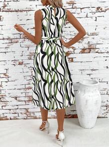SHEIN Clasi Women's Sleeveless Full Print Casual Midi Dress For Summer Vacation,Dresses For Women Summer