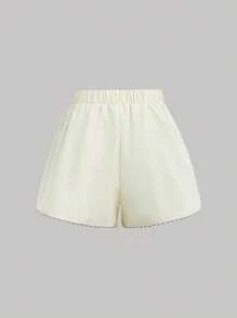 SHEIN MOD Pantalones cortos informales con cinta delantera y bolsillos - Blanco - Ver 2