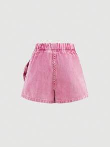 SHEIN 女童休闲修身中腰牛仔短裙