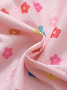 Set da 2 pezzi per bambina neonata o bimba con maglietta a righe in maglia colorata e fantasia floreale e pantaloncini, set casual, adatto per primavera/estate, taglia 0-3 anni