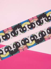 THE POWERPUFF GIRLS X SHEIN 炫酷条纹和波尔卡圆点花朵、泡泡、毛茛图案腰带