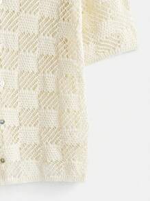 Maija 2025 Spring & Summer New Arrival Cream Mao Collar Textured Knit Cardigan, Casual & Versatile Streetwear Fashion Men Sweatpants, Suitable For Outdoor, Gathering, Wedding, Party, Independence Day, Mother's Day, Music Festival, Graduation