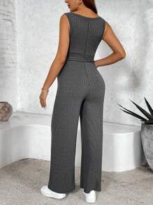 SHEIN Pregnant Women Summer Solid Color Jumpsuit - Grey - View 2