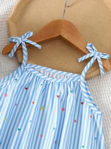 Sparklyn Young Girls Floral Print Casual/Holiday Spaghetti Strap A-Line Dress - Blue - View 4