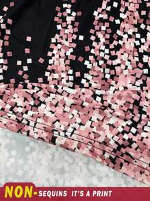 SHEIN LUNE Vestido de tirantes de verano con bloque de color y cuello redondo para tallas grandes - Multicolor - Ver 4