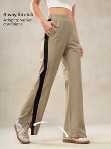 OutZeal Pantaloni da donna con gamba dritta, leggeri, stretch, ad asciugatura rapida, con blocchi di colore, tasche con chiusura lampo, adatti per all'aperto e uso quotidiano, morbidi come seta