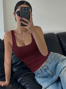 DAZY Women's Slim Fit Sleeveless Top, Suitable For Outgoing Match, Spring/Summer - Burgundy - View 5