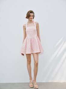 SHEIN LUNE 春季新款女士露背无袖优质短款连衣裙 - 藕粉色 - 查看 4