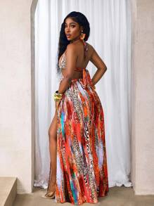 Váy họa tiết da báo BamGleam Xuân/Hè mới dành cho nữ, phù hợp mặc trong các dịp lễ hội âm nhạc, lễ Phục sinh, Nashville, phong cách Boho, sinh nhật, tốt nghiệp, mặc hàng ngày, kỳ nghỉ, du lịch biển, bãi biển, tắm nắng - Nhiều màu - Xem 2