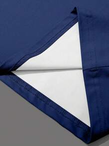 Manfinity Homme Men's Summer Letter Striped Crew Neck Short Sleeve Casual T-Shirt - Navy Blue - View 4