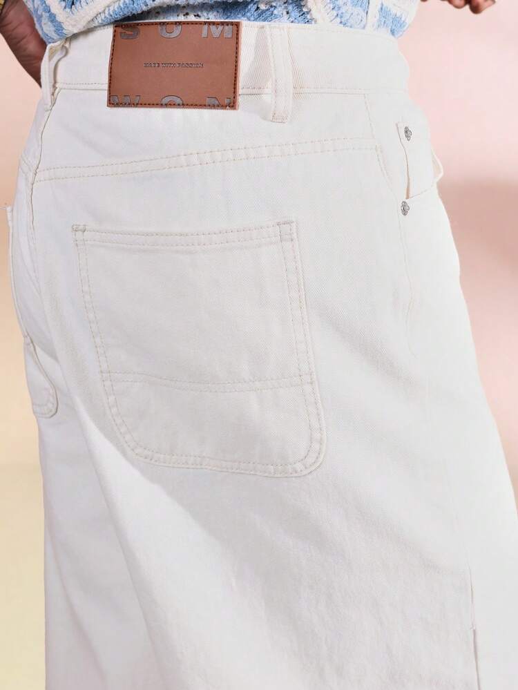 SUMWON Baggy Denim Jorts Knee Length Skater Style Shorts Unisex Streetwear With Side Pockets Loose Fit Summer Casual Everyday Comfort