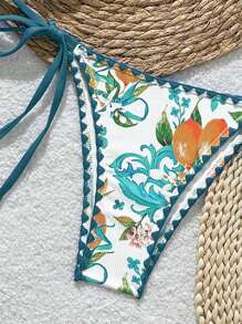 Swim Vcay Summer New Fruit Print Shell Ruffle Cute Women's Two-Piece Bikini Swimsuit - Multicolor - View 3