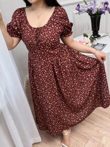 Modelyn Robe décontractée à manches courtes grande taille, idéale pour l'été - Multicolore - Voir 1