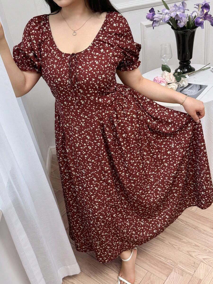 Modelyn Robe décontractée à manches courtes grande taille, idéale pour l'été - Multicolore - Voir 1