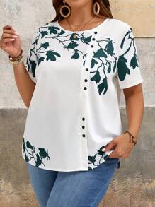 EMERY ROSE Blusa con estampado floral tallas grandes, de moda para el verano