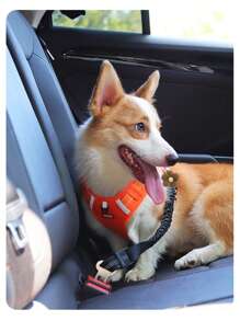 PETSIN 1pc Dog & Cat Car Harness Reflective Strap Retractable Leash, Pet Travel Car Belt With Adjustable Buckle, Automotive Pet Supplies, Popular In Europe & America - Multicolor - View 4
