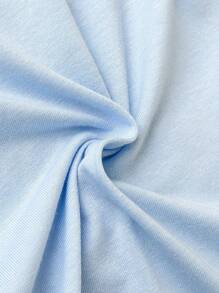 Baby Boy Infant Newborn 0-3 Years Old Casual Daily In/Outdoor Graphic "MAMA'S BOY" Short Sleeve Knitted Bodysuit, Cotton Material - Blue - View 5