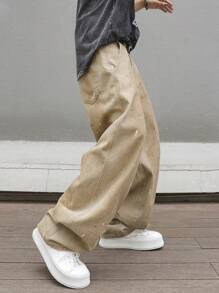 Manfinity EMRG 男士休闲水洗做旧直筒牛仔裤 - 卡其色 - 查看 8