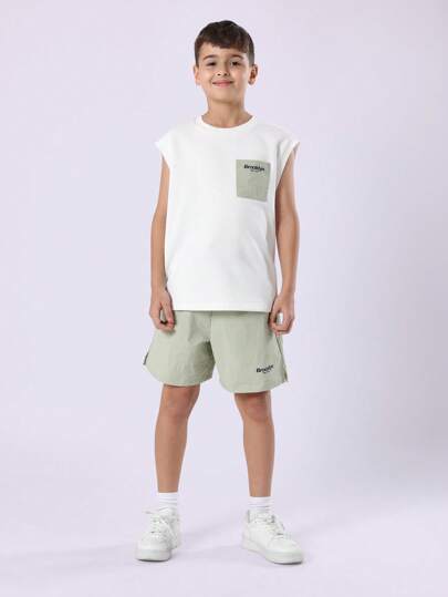 SUMWON Conjunto de top de tirantes y pantalón deportivo elástico con cordón de cintura para verano, ropa deportiva informal, entrenamiento, gimnasio y actividades casuales