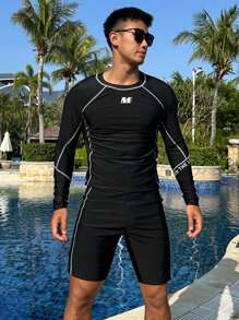 DAZY Conjunto vacacional de playa con estampado de letras de verano, hawaiano