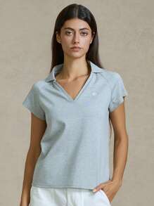 Briarwyn Áo thun tay raglan màu trơn đơn giản, mùa hè đa năng - Xám - Xem 7