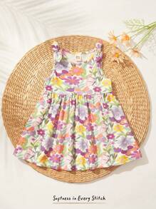 Cozy Pixies Vestido de tirantes de punto suave con estampado floral para bebé niña - Multicolor - Ver 1