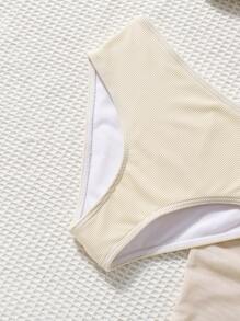 青少年女孩 3 件套贝壳流苏泳衣套装，海滩度假比基尼