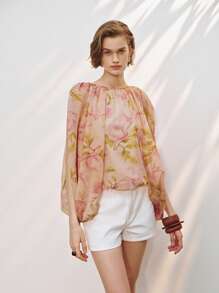 Lumivelle Women's Printed Round Neck Long Sleeve Blouse (Random Print) Fall Cloth For Women - Multicolor - View 6