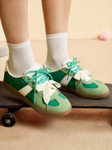 CUCCOO EASI 女式银色德国牧羊犬运动鞋，2024年春夏新品，厚底运动休闲系带运动鞋，绿色