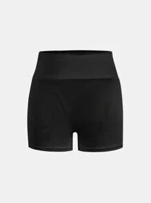 SHEIN 4 条青少年女孩休闲纯色高腰运动瑜伽短裤，春夏 - 玫紅色 - 查看 5