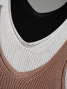 EMERY ROSE 3 件套女士休闲度假 V 领针织上衣 - 彩色 - 查看 6