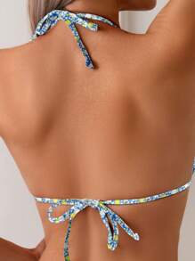 Bộ bikini hở lưng in họa tiết cây nhiệt đới gợi cảm cho nữ, mùa hè 2 món/bộ - Nhiều màu - Xem 4