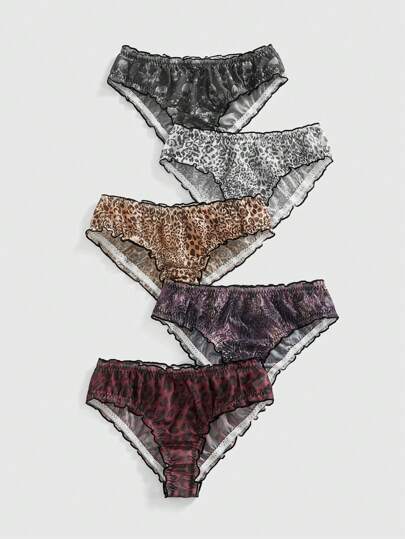 Goth 5 pièces/Lot Ensemble de culottes à motif de léopard en maille gothique punk Y2K