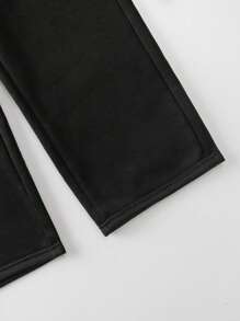 2pcs Youth Spring/Summer Casual Versatile Sports & Loungewear Straight Fit Sweatpants In Grey & Black