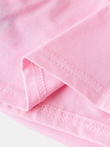 SHEIN Tween Girl Elegant Solid Fitted Sweet Bow-Knot Tie Shoulder Side Ruched Cami Tank Top - Baby Pink - View 4