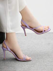 CUCCOO BIZCHIC Women's Light Purple Simple Strap Round Toe High Heel Sandals - Violet Purple - View 3