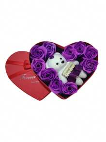 10 件玫瑰香皂花心形礼盒，创意生日/婚礼派对礼物 - 彩色 - 查看 11