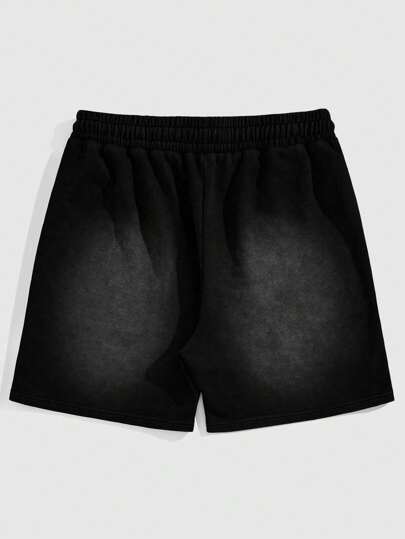 Prep Men's Prep Letters Applique Pocket Drawstring Waist Shorts, Suitable For Summer