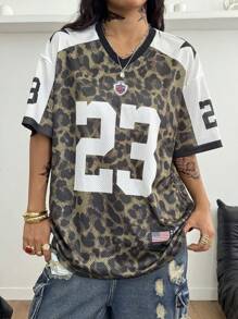 Coolane Women's Summer Festival Vintage Streetwear Sportswear Number Printed Oversized Baseball Jersey T-Shirt - Multicolor - View 4